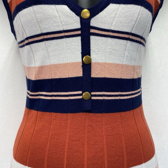 Jolie & Joy Striped Ribbed Knit Midi Body-Con Dress Women Medium Multicolor - Picture 4 of 15